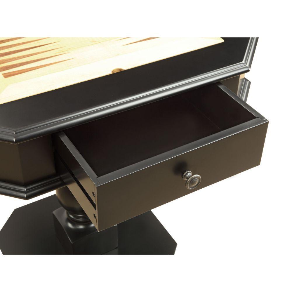 Acme Bishop Black Finish Reversible Chess Checker Game Table w/Game Tray FredCo