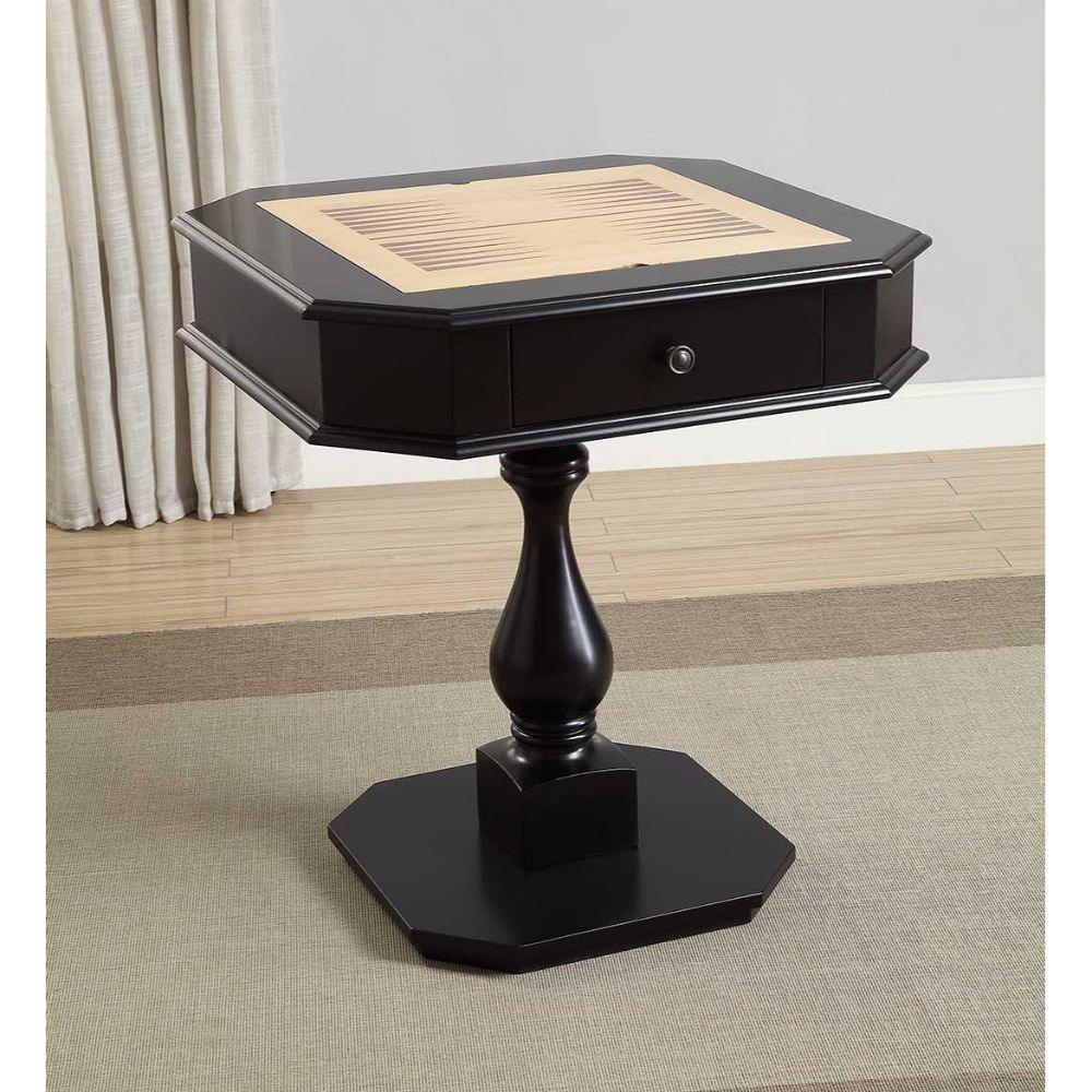 Acme Bishop Black Finish Reversible Chess Checker Game Table w/Game Tray FredCo