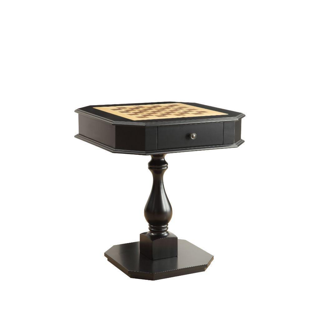Acme Bishop Black Finish Reversible Chess Checker Game Table w/Game Tray FredCo