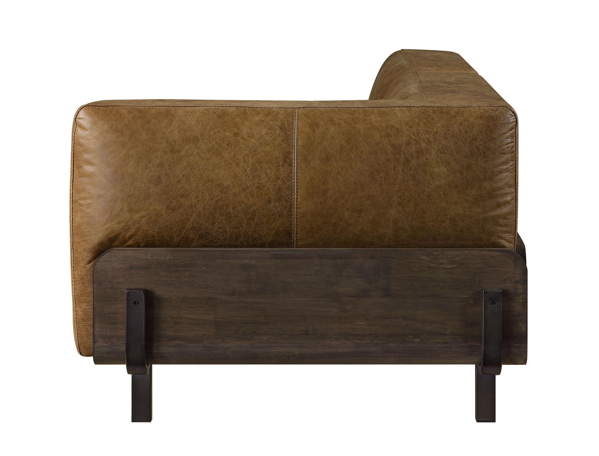 ACME Blanca Sofa, Chestnut Top Grain Leather & Rustic Oak FredCo