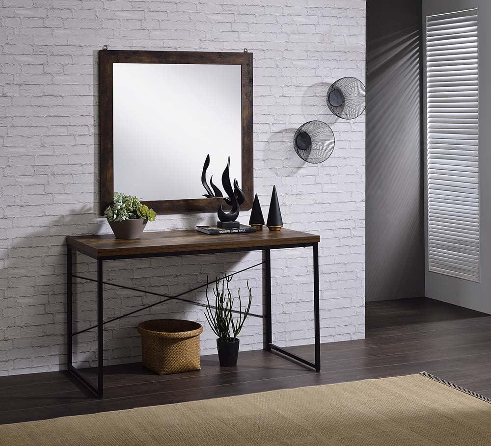 ACME Bob Console Table, Weathered Oak & Black Finish FredCo