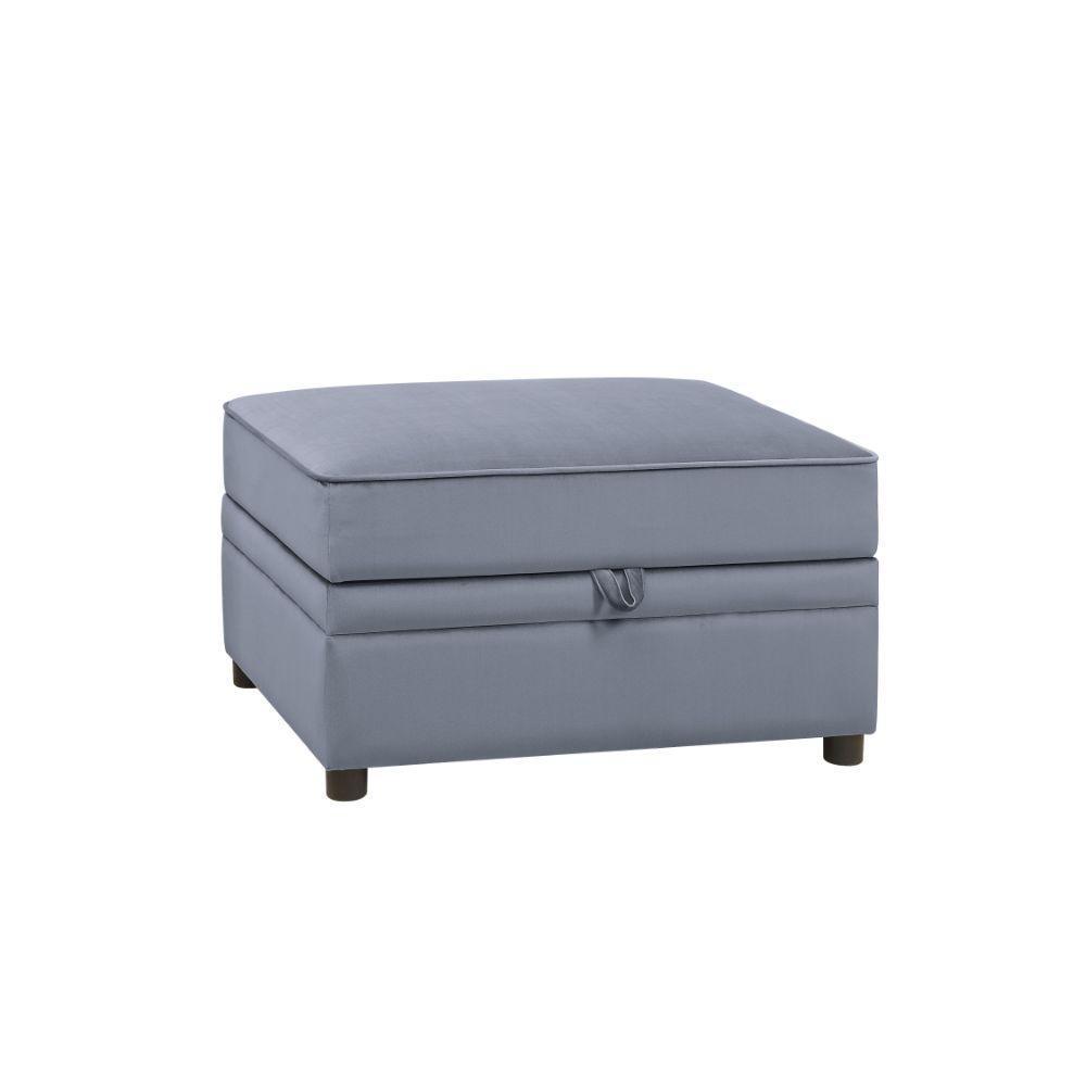 ACME Bois II Storage Ottoman, Gray Velvet FredCo