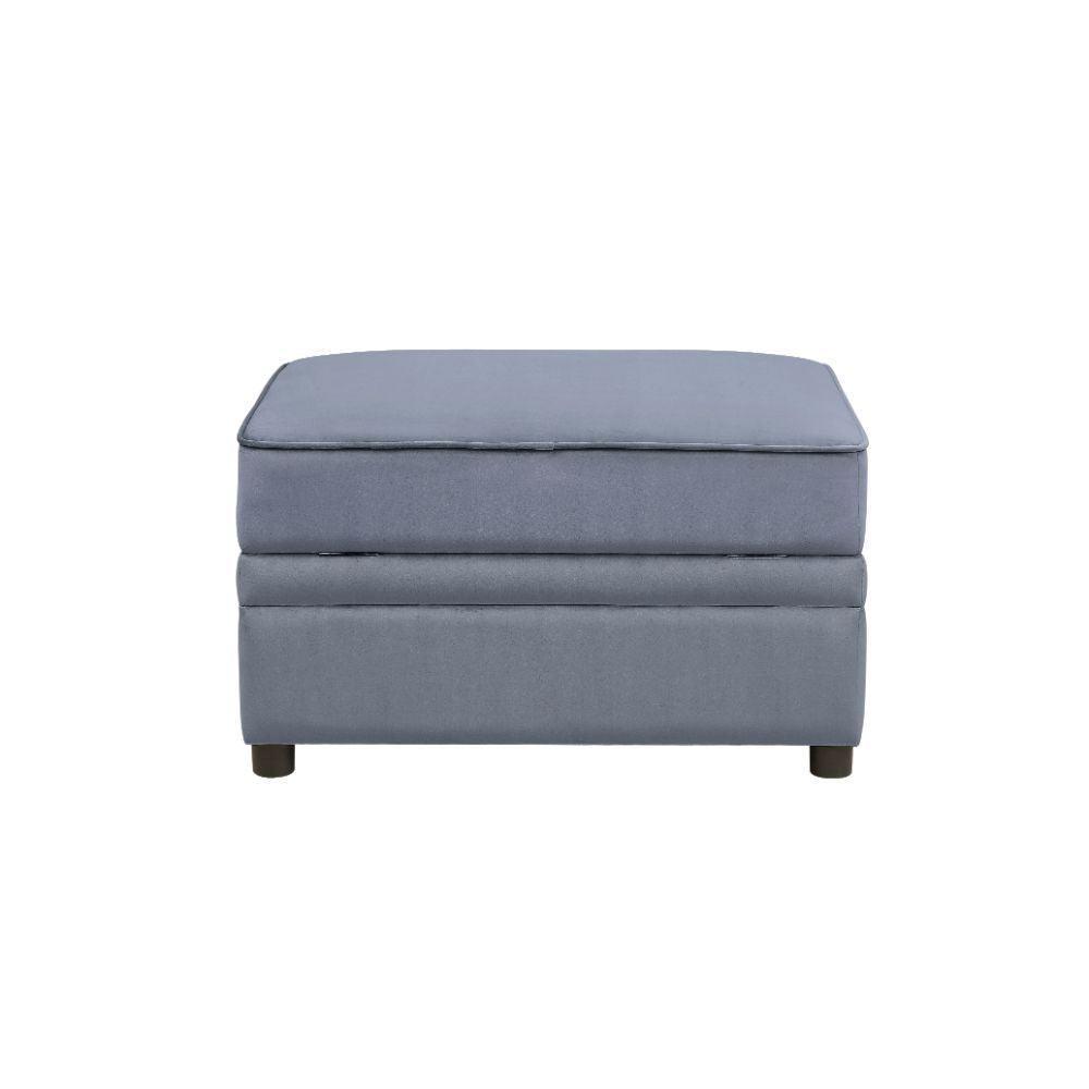 ACME Bois II Storage Ottoman, Gray Velvet FredCo
