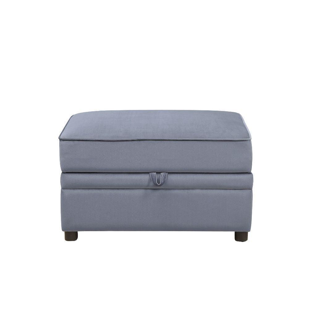 ACME Bois II Storage Ottoman, Gray Velvet FredCo
