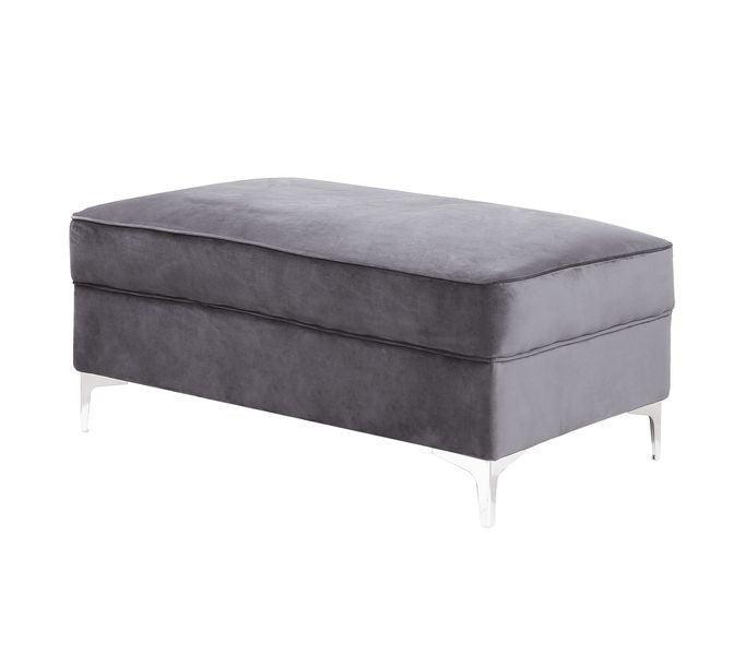 ACME Bovasis Ottoman, Gray Velvet FredCo