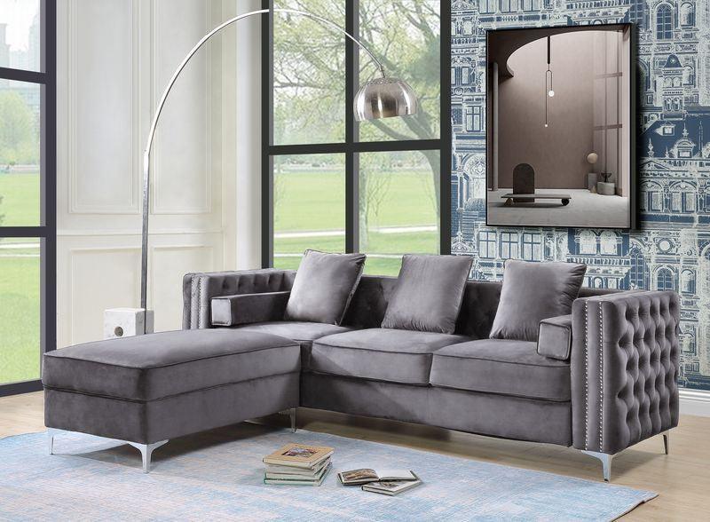 ACME Bovasis Ottoman, Gray Velvet FredCo