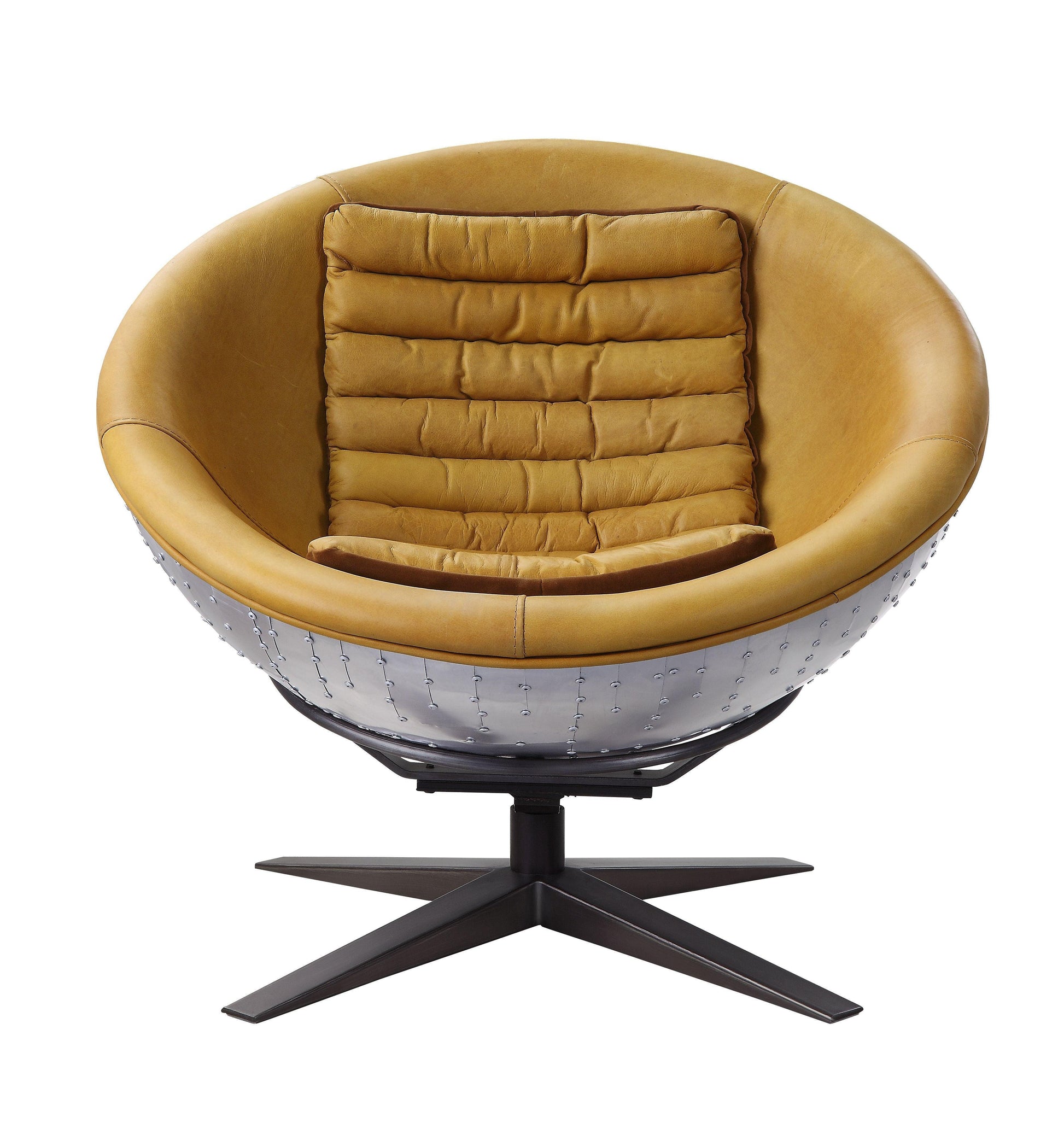 ACME Brancaster Accent Chair, Turmeric Top Grain Leather & Aluminum FredCo