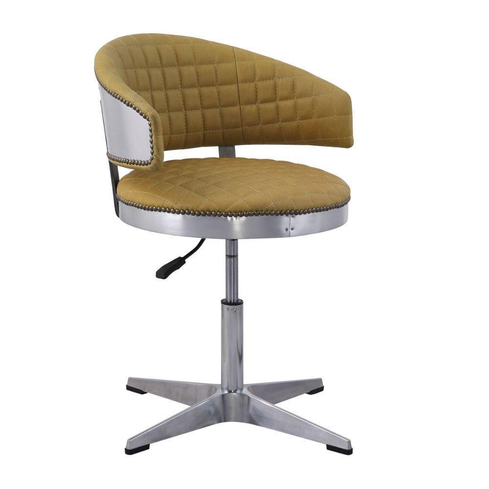 ACME Brancaster Adjustable Chair w/Swivel, Turmeric Top Grain Leather & Chrome FredCo