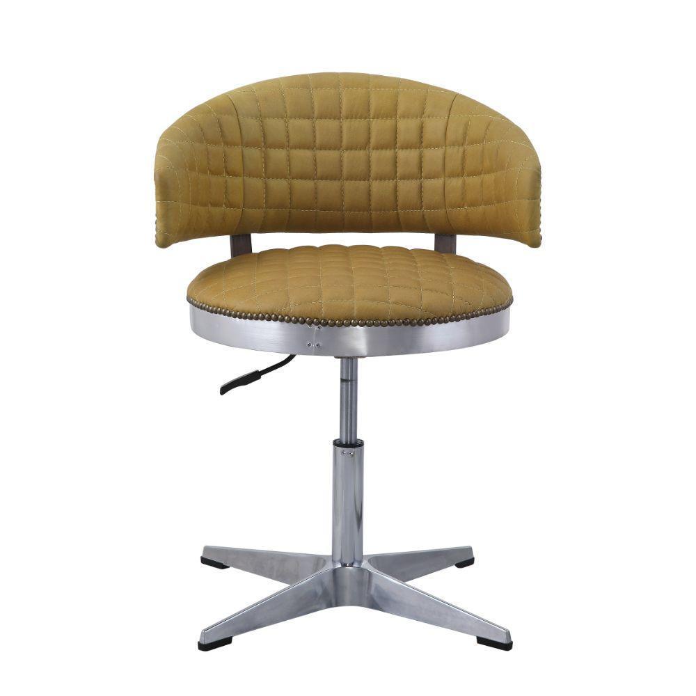 ACME Brancaster Adjustable Chair w/Swivel, Turmeric Top Grain Leather & Chrome FredCo