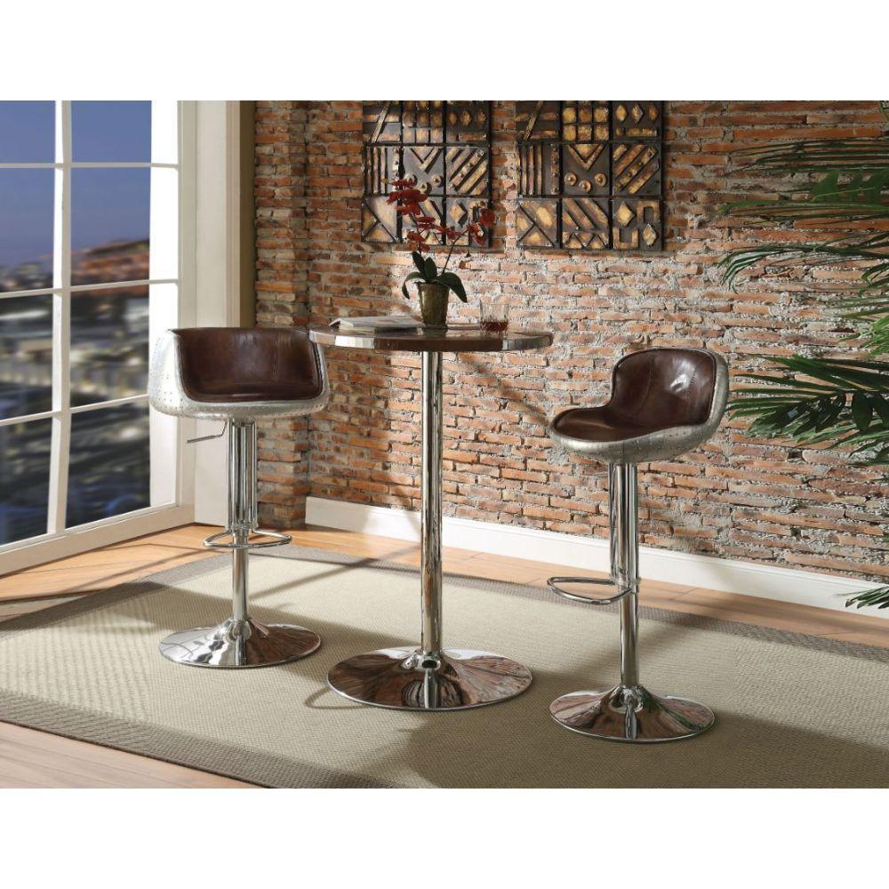 ACME Brancaster Bar Table, Retro Brown TGL & Aluminum FredCo
