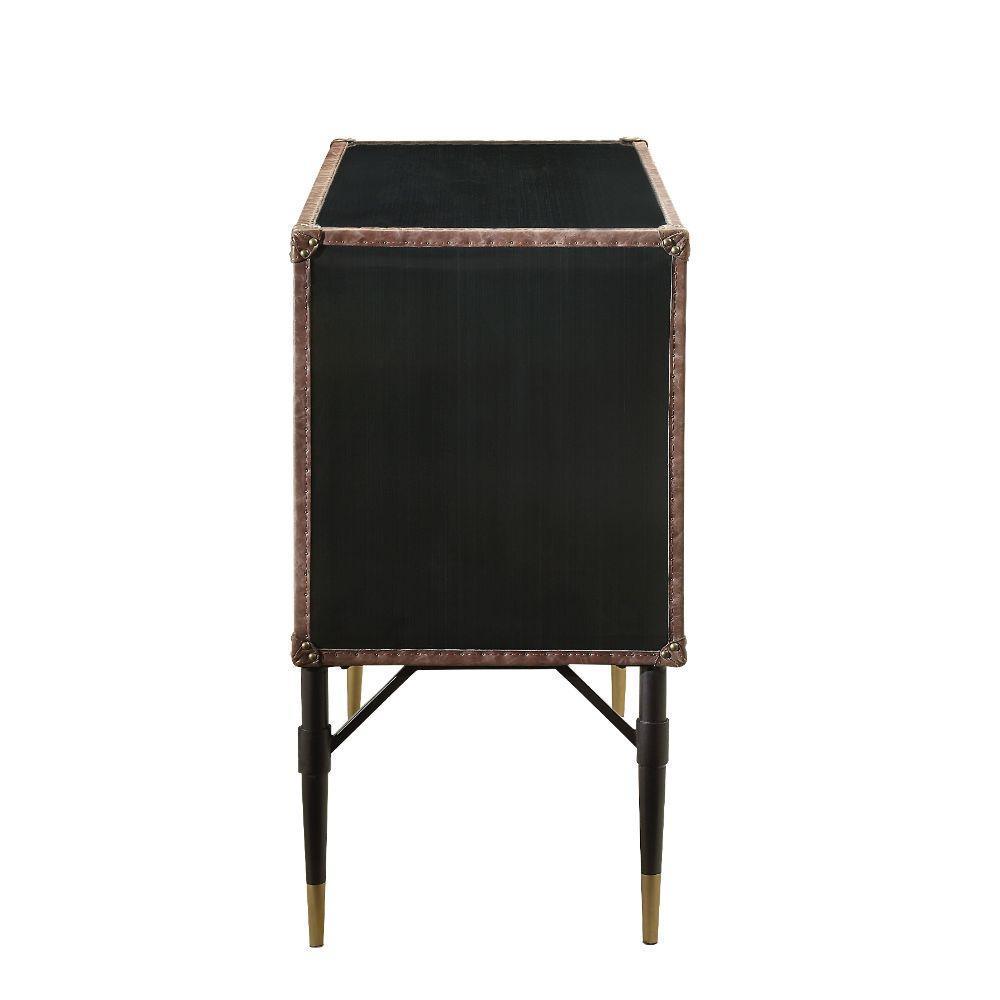 ACME Brancaster Console Table, Top Grain Leather & Aluminum FredCo