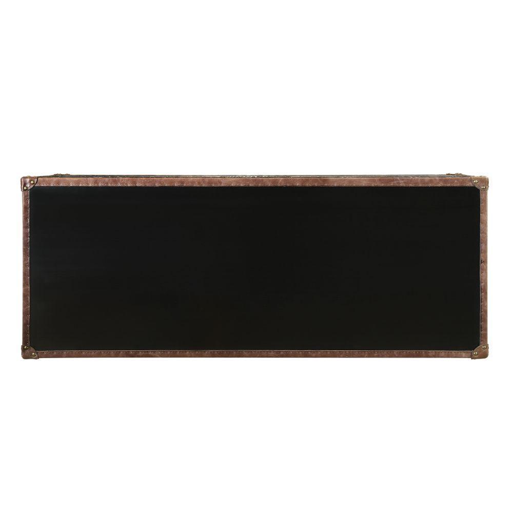 ACME Brancaster Console Table, Top Grain Leather & Aluminum FredCo