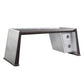 ACME Brancaster Desk, Distress Chocolate Top Grain Leather & Aluminum FredCo