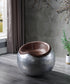 ACME Brancaster Ottoman, Retro Brown Top Grain Leather & Aluminum FredCo