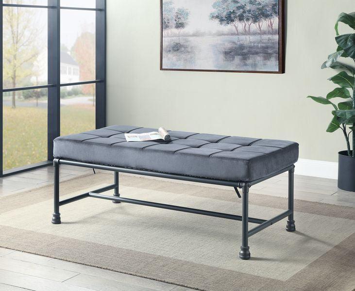 ACME Brantley Bench, Gray Velvet & Sandy Gray Finish FredCo