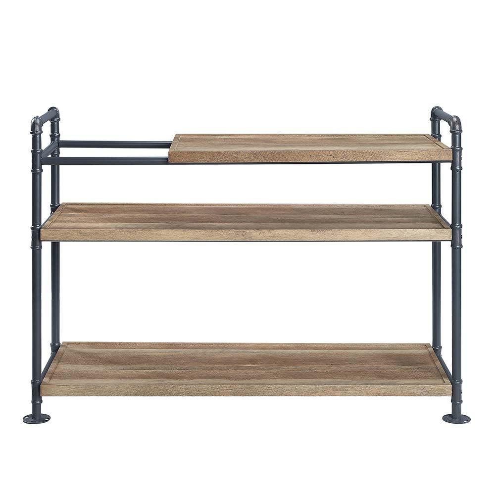 ACME Brantley Bookshelf w/3 Shelves, Oak & Sandy Black Finish FredCo