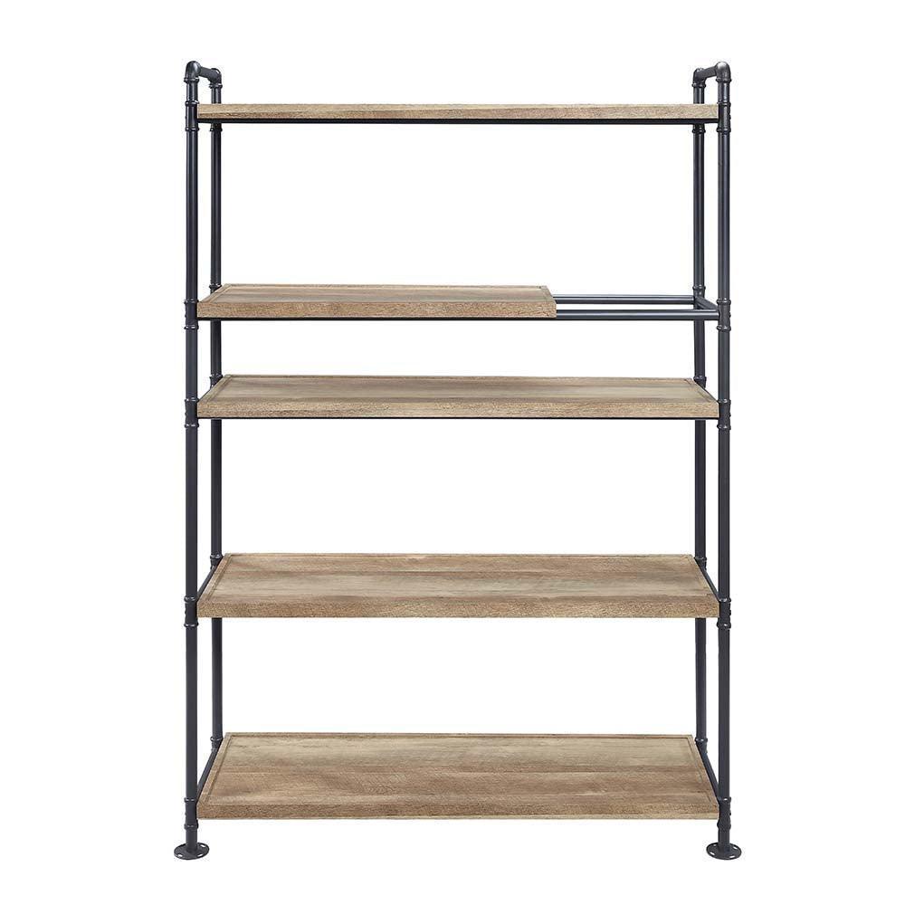 ACME Brantley Bookshelf w/5 Shelves, Oak & Sandy Black Finish FredCo