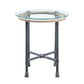 ACME Brantley End Table, Clear Glass & Sandy Gray Finish FredCo