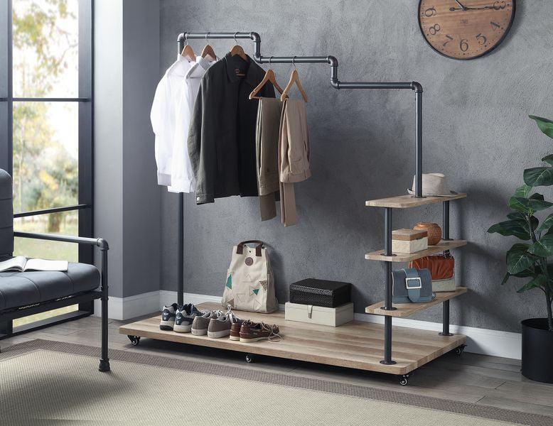 Acme Display Hanger Rack ACME Brantley Hanger Rack, Oak & Sandy Gray