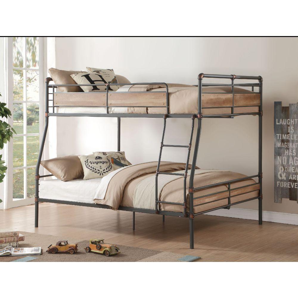 ACME Brantley II Full XL/Queen Bunk Bed, Sandy Black & Dark Bronze Hand-Brushed 37735 FredCo