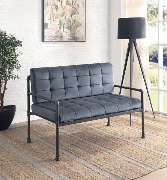 ACME Brantley Loveseat, Gray Velvet & Sandy Gray Finish FredCo
