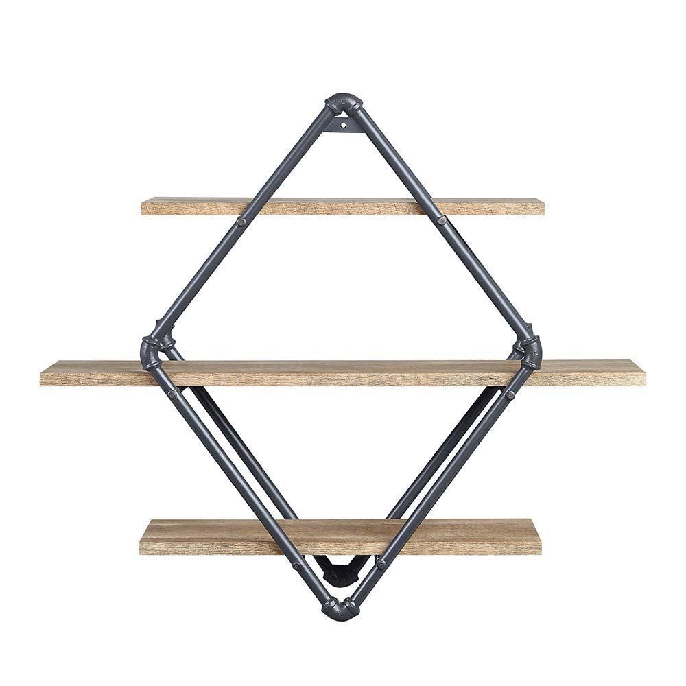 ACME Brantley Wall Rack, Oak & Sandy Black Finish FredCo