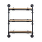 ACME Brantley Wall Rack w/3 Shelves, Oak & Sandy Black Finish FredCo