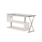 ACME Buck Desk w/Swivel, White High Gloss & Clear Glass FredCo