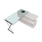ACME Buck Desk w/Swivel, White High Gloss & Clear Glass FredCo