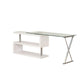 ACME Buck Desk w/Swivel, White High Gloss & Clear Glass FredCo