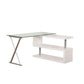 ACME Buck Desk w/Swivel, White High Gloss & Clear Glass FredCo