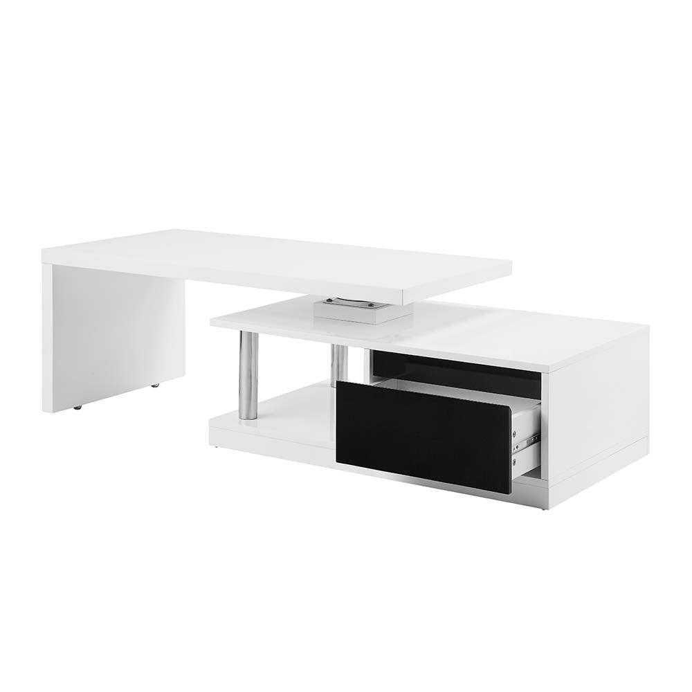 ACME Buck II Coffee Table w/Swivel Top, White & Black High Gloss Finish FredCo