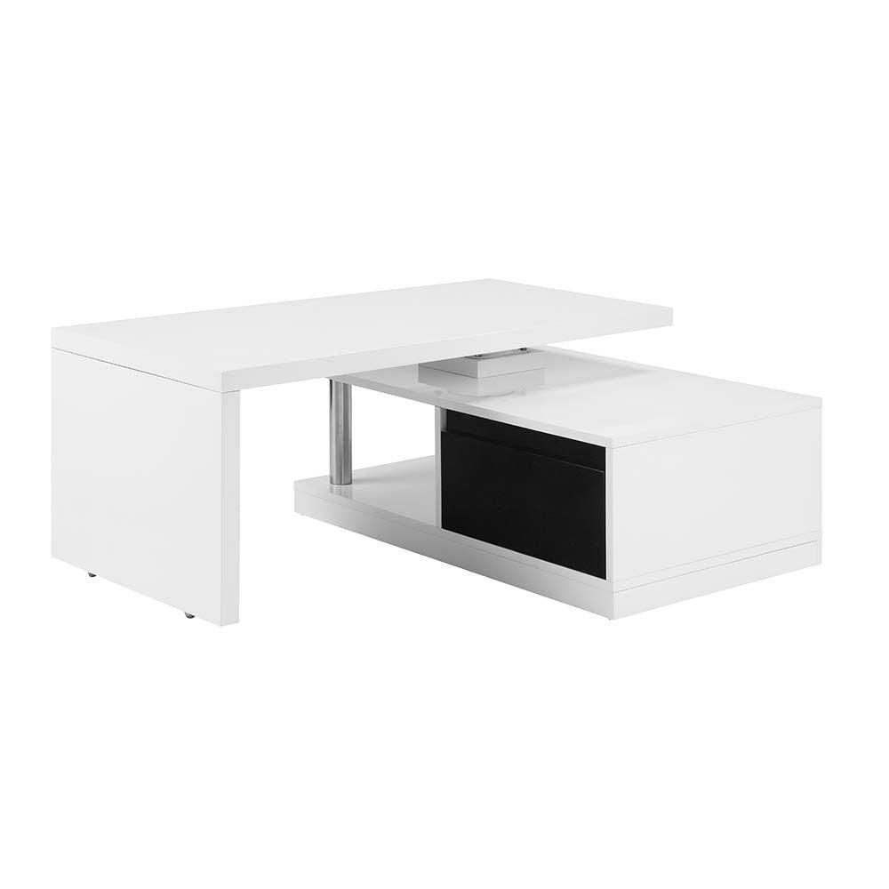 ACME Buck II Coffee Table w/Swivel Top, White & Black High Gloss Finish FredCo