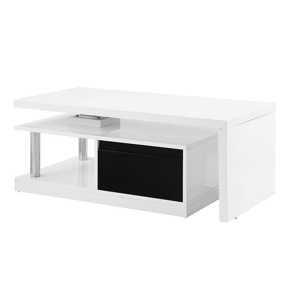 ACME Buck II Coffee Table w/Swivel Top, White & Black High Gloss Finish FredCo