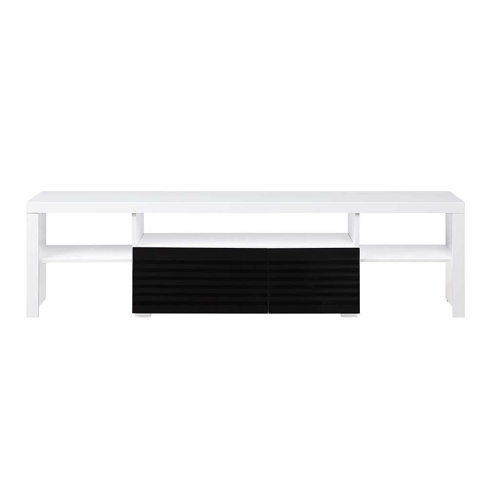 ACME Buck II TV Stand, White & Black High Gloss Finish FredCo