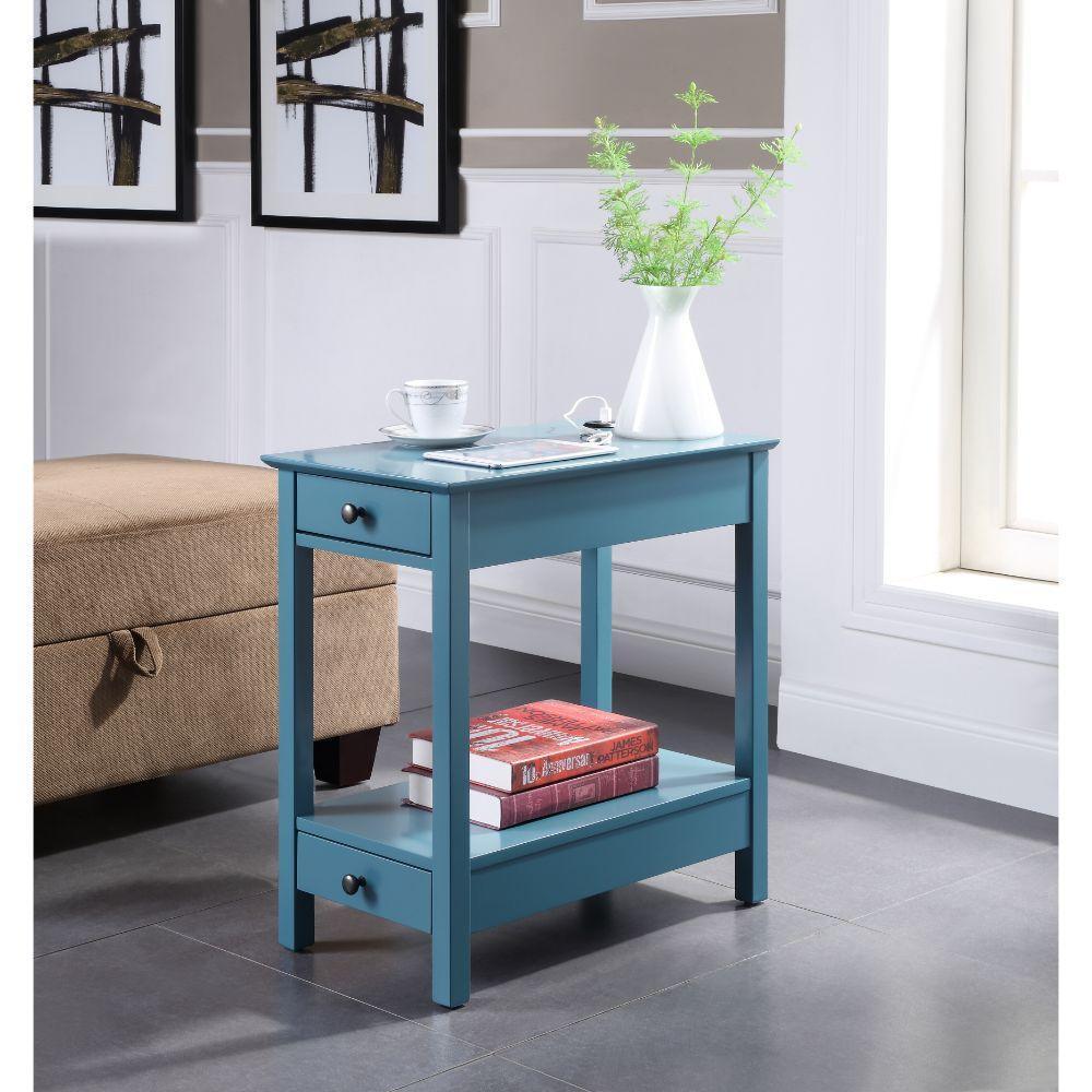 ACME Byzad Side Table (USB Charging Dock), Teal FredCo