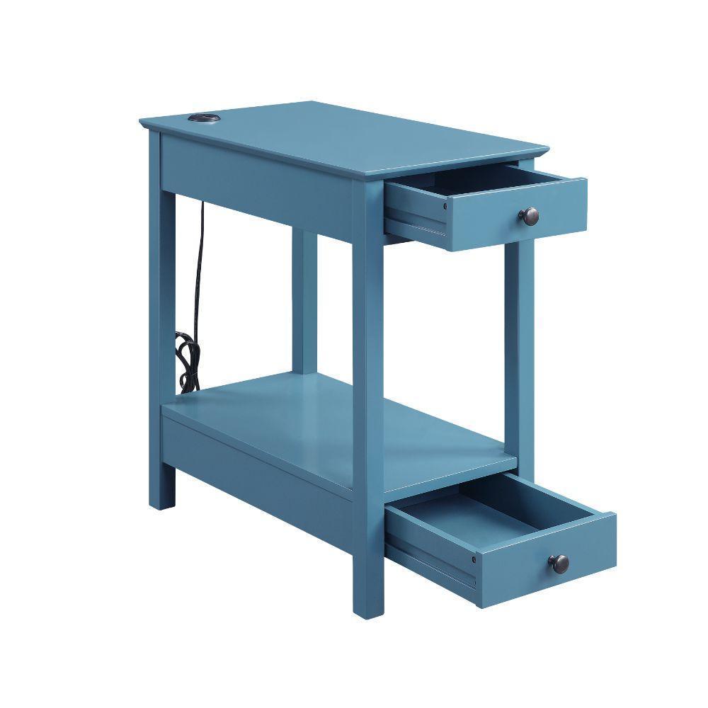ACME Byzad Side Table (USB Charging Dock), Teal FredCo