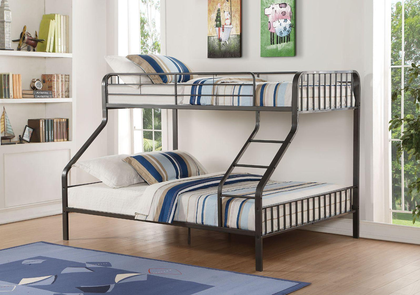 ACME Caius Twin XL/Queen Bunk Bed, Gunmetal 37605 FredCo