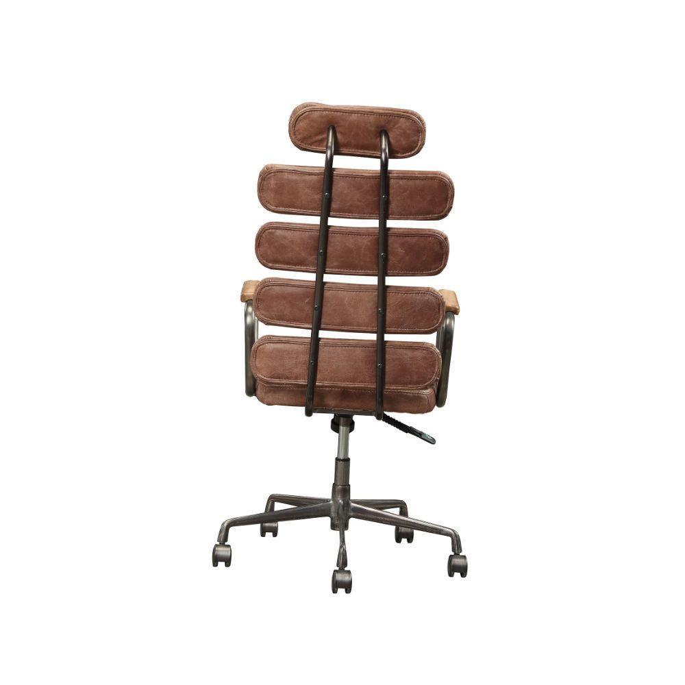 ACME Calan Executive Office Chair, Vintage Brown Top Grain Leather 92110 FredCo