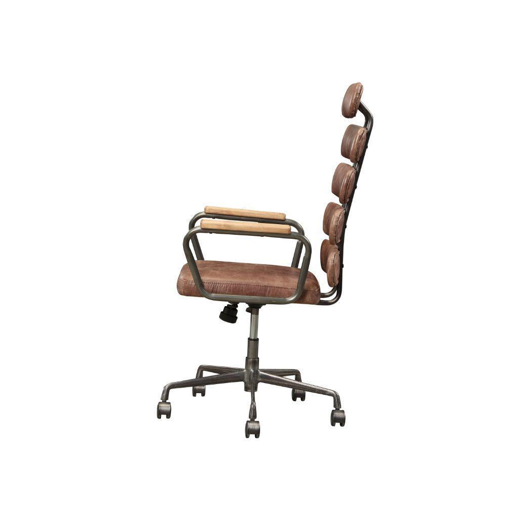 ACME Calan Executive Office Chair, Vintage Brown Top Grain Leather 92110 FredCo