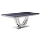 ACME Cambrie Dining Table, Faux Marble & Mirrored Silver Finish FredCo