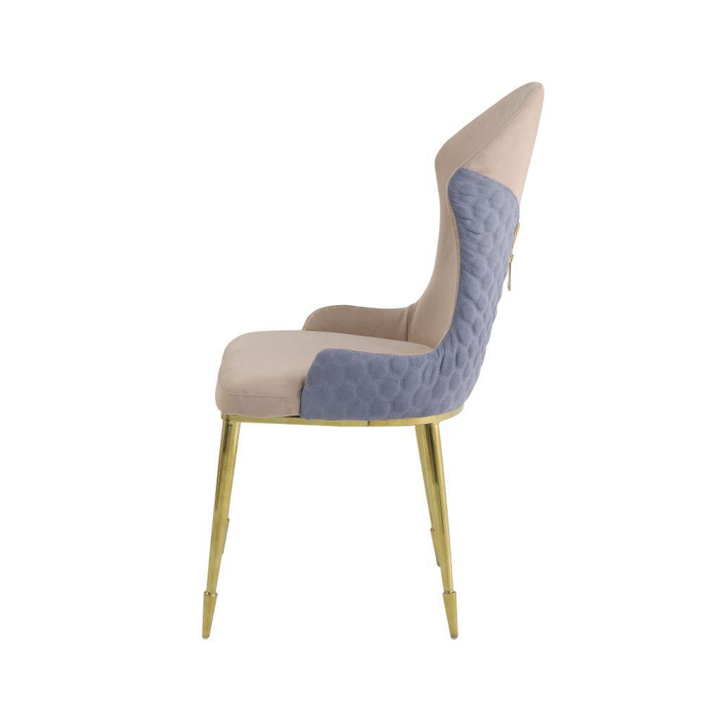 ACME Caolan Side Chair (Set-2), Tan, Lavender Fabric & Gold FredCo