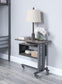 ACME Cargo Accent Table w/Wall Shelf, Gunmetal FredCo