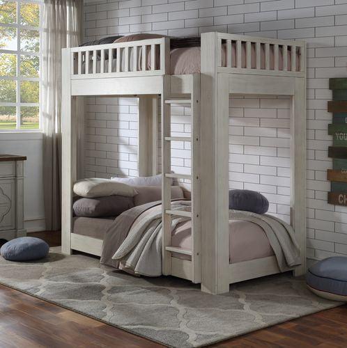 ACME Cedro T/T Bunk Bed, Weathered White Finish FredCo