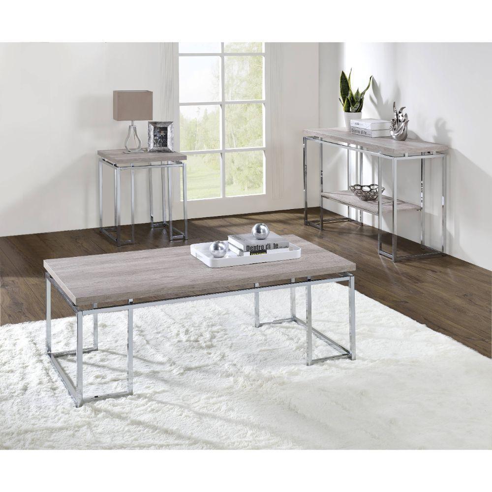 ACME Chafik Coffee Table, Natural Oak & Chrome FredCo