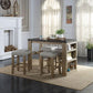 ACME Charnell Counter Height Stool (Set-2), Gary PU & Oak Finish FredCo