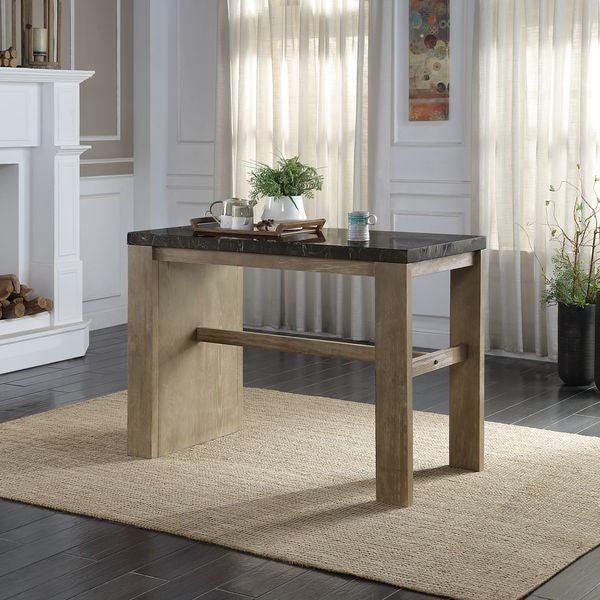 ACME Charnell Counter Height Table , Marble & Oak Finish FredCo