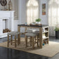 ACME Charnell Counter Height Table , Marble & Oak Finish FredCo