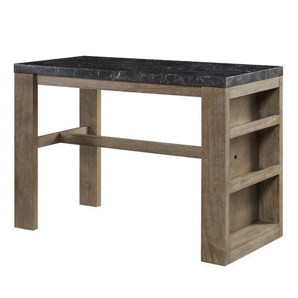 ACME Charnell Counter Height Table , Marble & Oak Finish FredCo