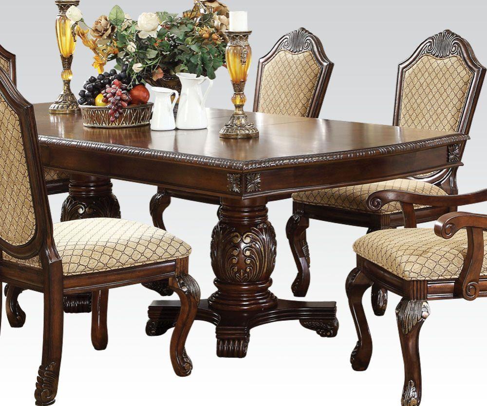 ACME Chateau De Ville Dining Table w/Double Pedestal, Espresso 64075A FredCo